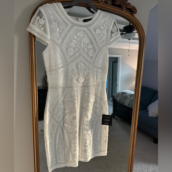 spread your shine white sequin embroidered bodycon dress Show Me Your Mumu Let's Go Mini Dress